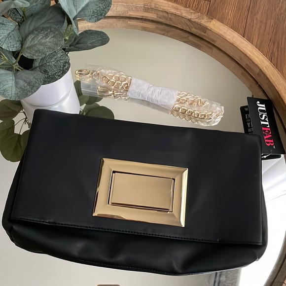 JustFab Handbags - NWT Large Black Clutch Purse